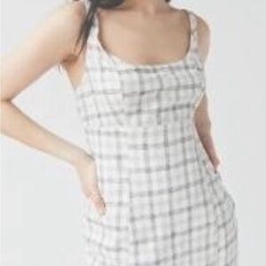 Cute urban outfitters linen plaid dress